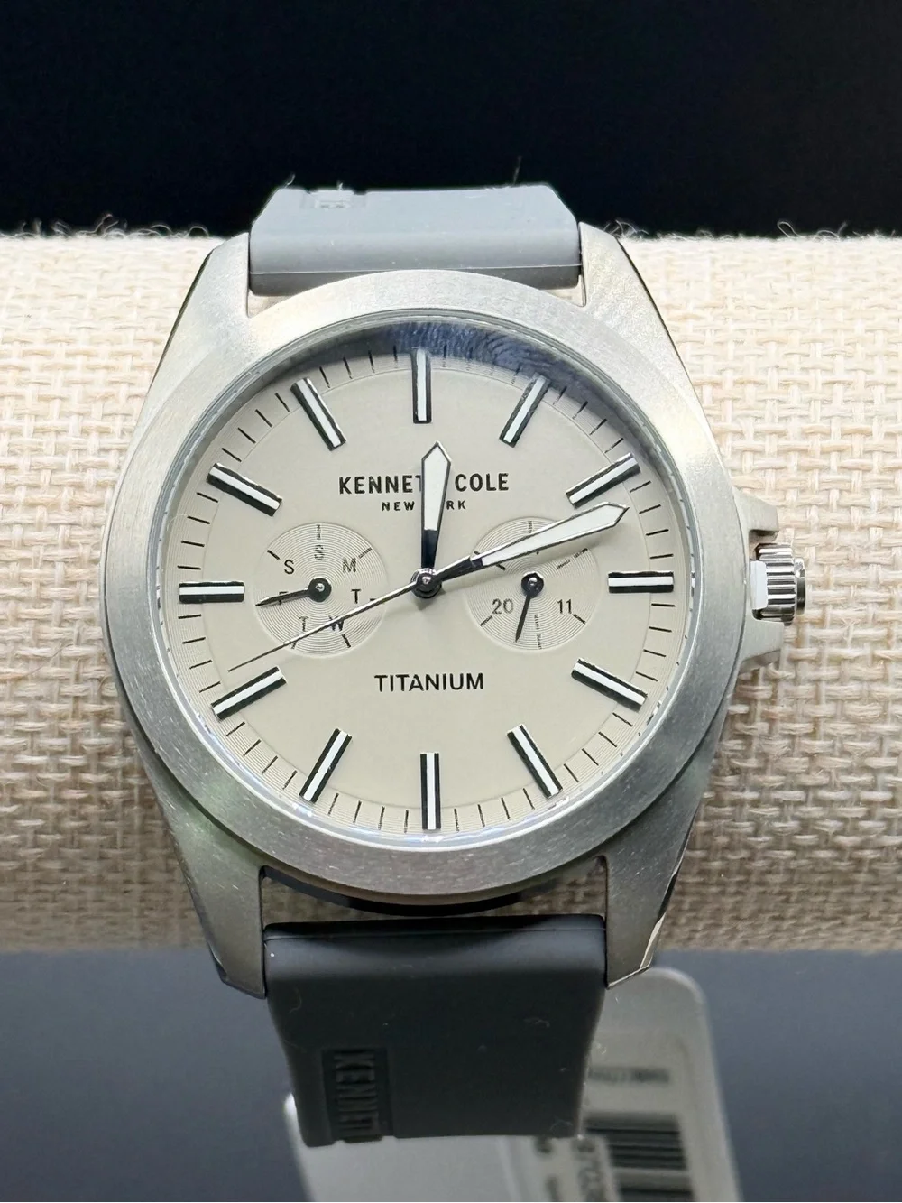 Kenneth Cole Men's Titanium Multi-Function Gray Silicone Strap Watch 42mm